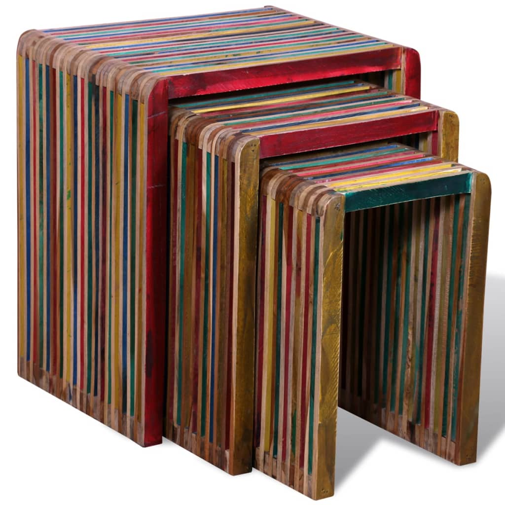 8718475931270_g_en_hd_3 vidaXL Nesting Table Set 3 Pieces Colourful Reclaimed Teak - Image 4