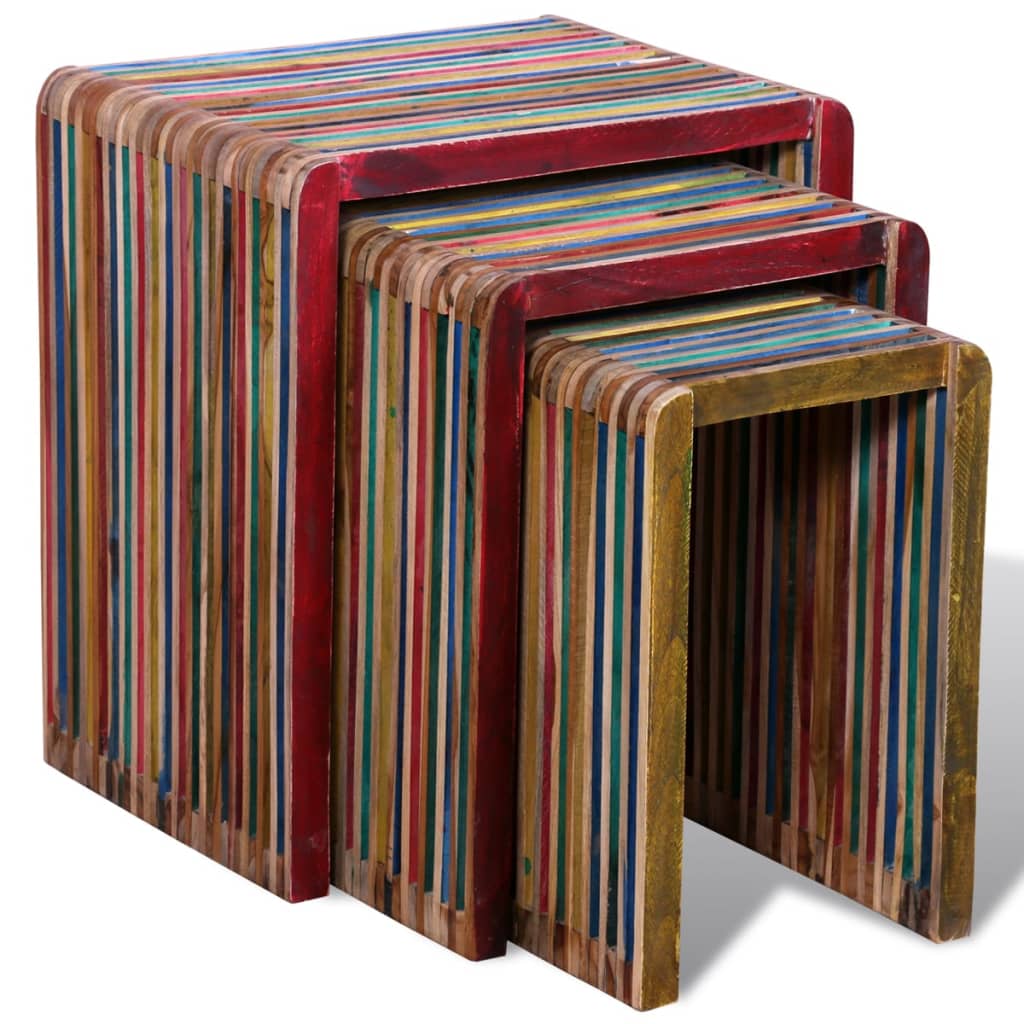 8718475931270_g_en_hd_4 vidaXL Nesting Table Set 3 Pieces Colourful Reclaimed Teak - Image 5