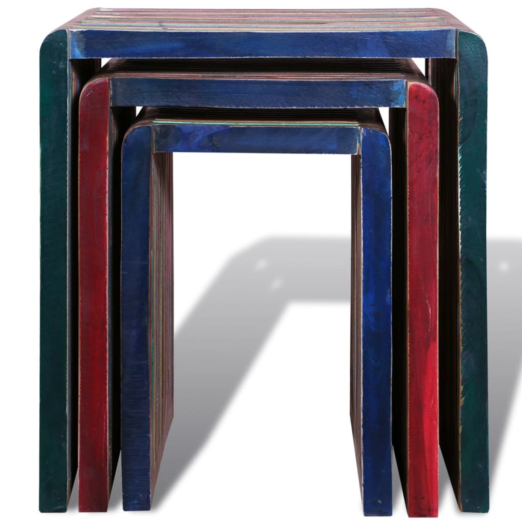 8718475931270_g_en_hd_5 vidaXL Nesting Table Set 3 Pieces Colourful Reclaimed Teak - Image 6