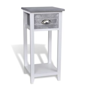 vidaXL Nightstand with 1 Drawer Grey and White