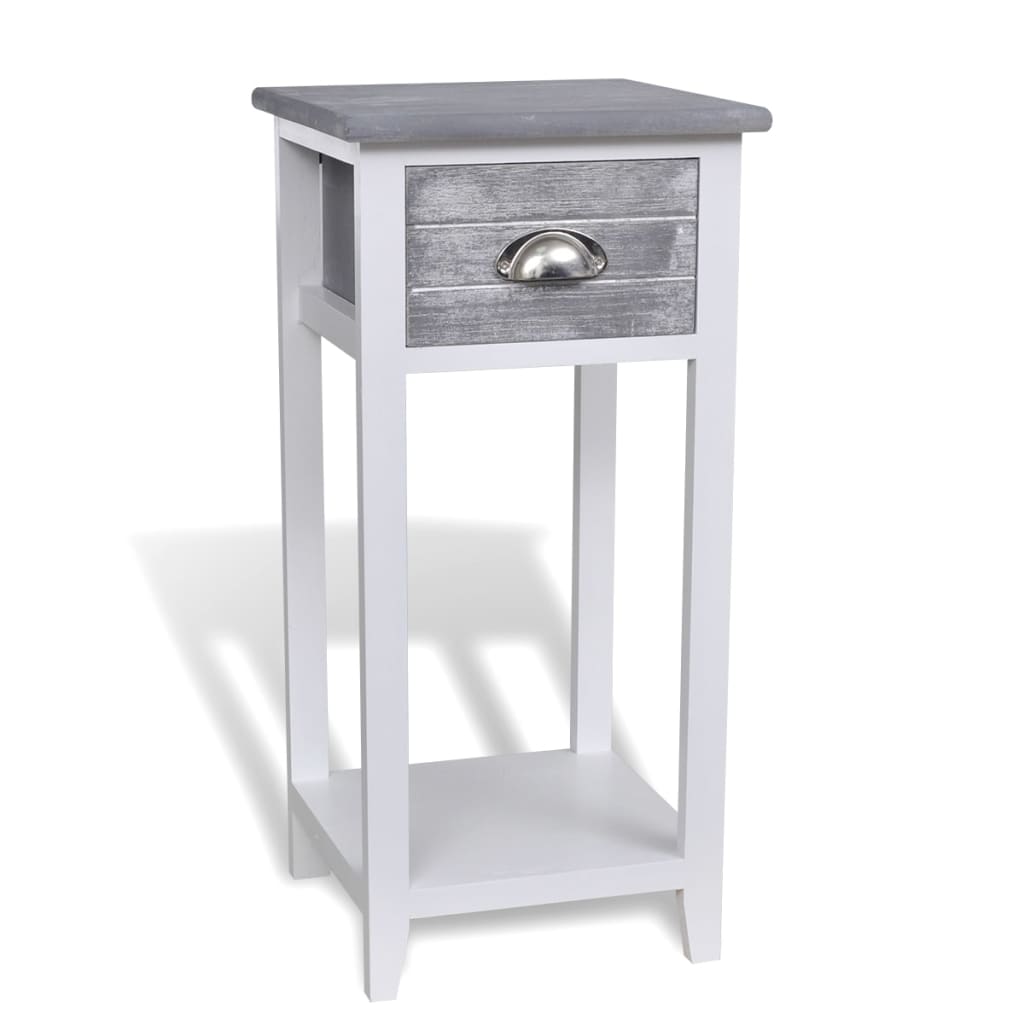 8718475933601_a_en_hd_1 vidaXL Nightstand with 1 Drawer Grey and White - Image 1