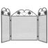 vidaXL 3-panel Fireplace Screen Iron Black