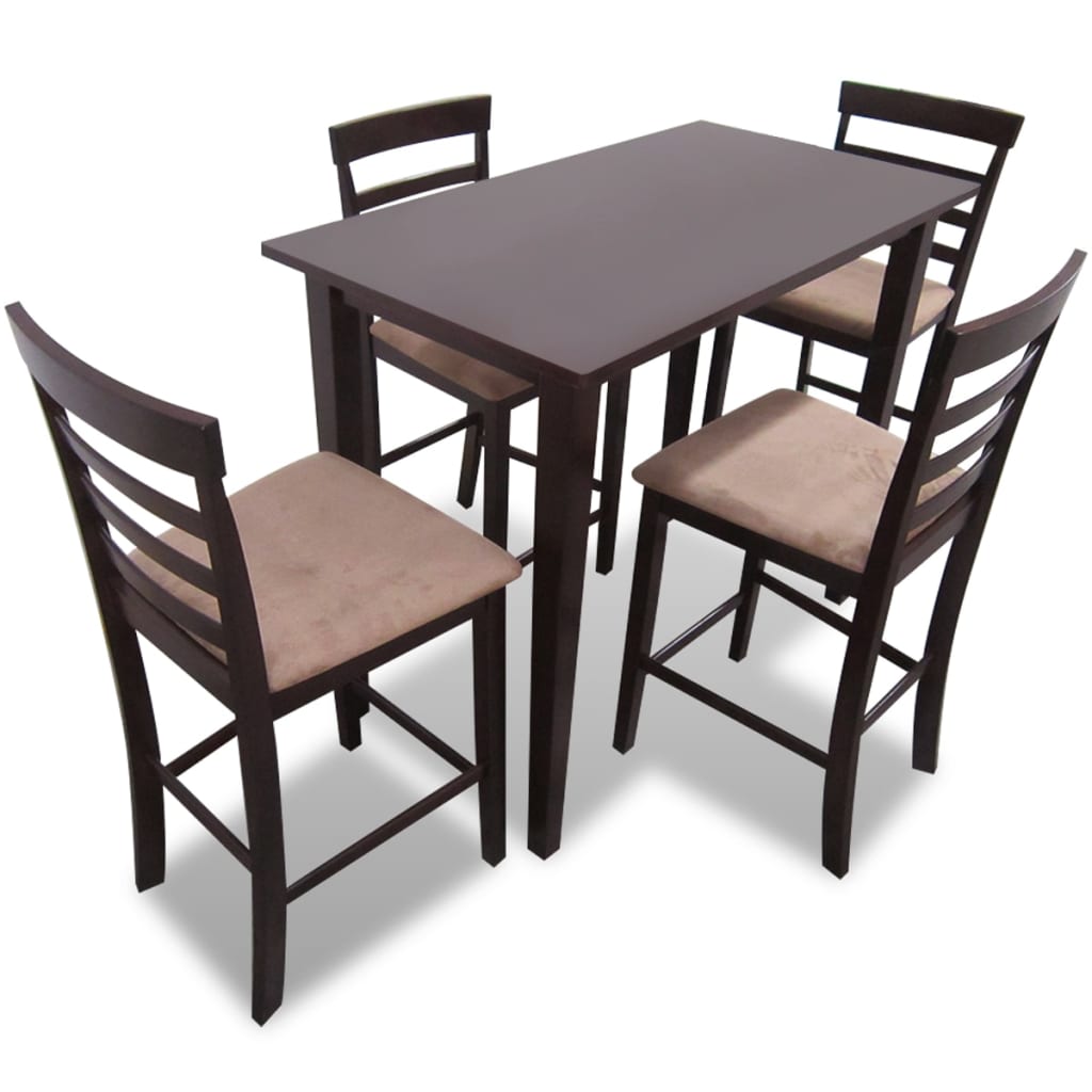 8718475934653_a_en_hd_1 Brown Wooden Bar Table and 4 Bar Chairs Set - Image 1