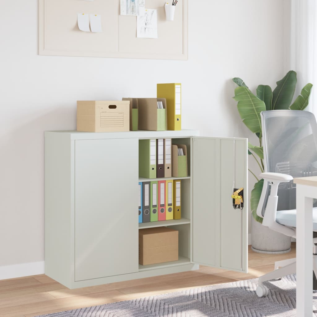 8718475937876_m_en_hd_1 vidaXL Office Cabinet with 2 Doors Grey 90 cm Steel - Image 1