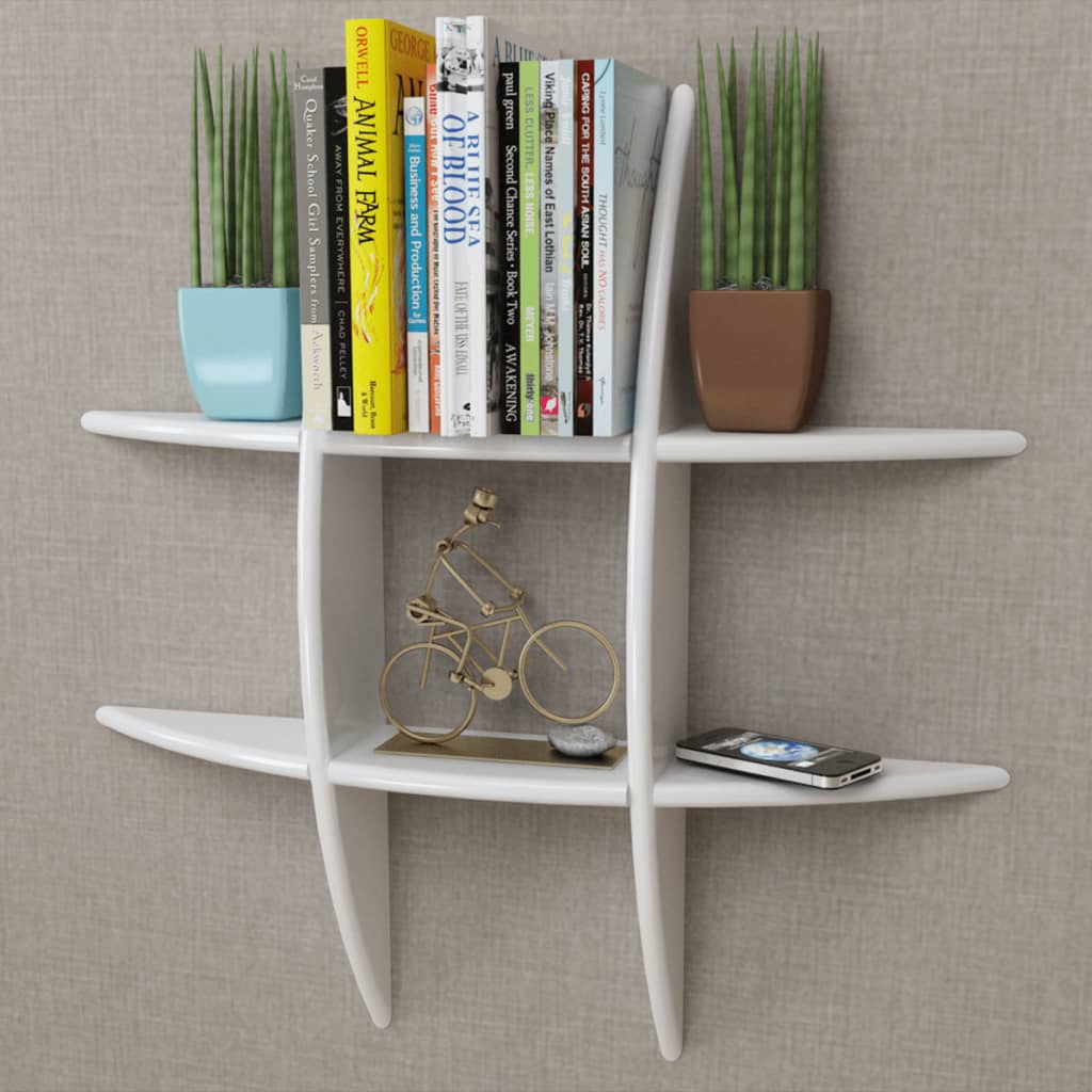 8718475938507_m_en_hd_1 White MDF Floating Wall Display Shelf Book/DVD Storage - Image 1