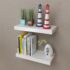 2 White MDF Floating Wall Display Shelves Book/DVD Storage