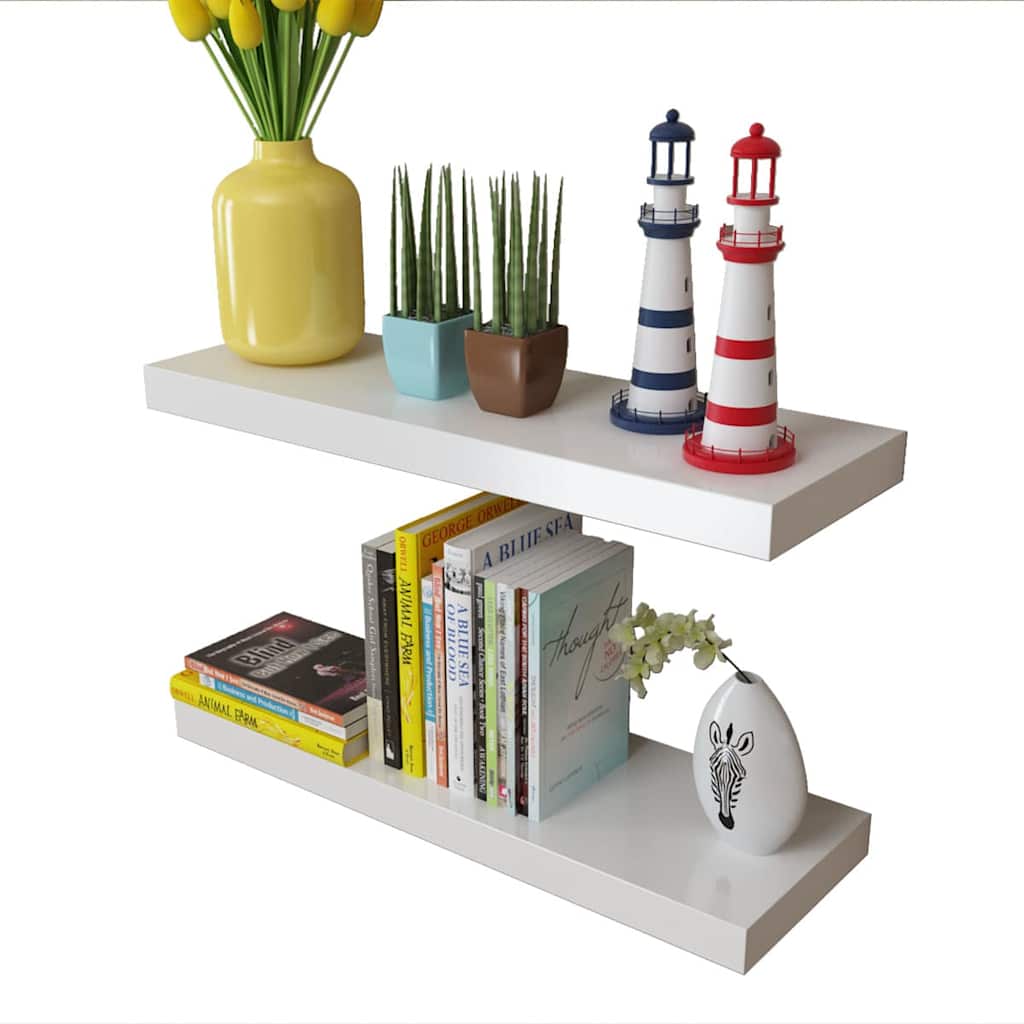 8718475938552_g_en_hd_2 2 White MDF Floating Wall Display Shelves Book/DVD Storage - Image 4