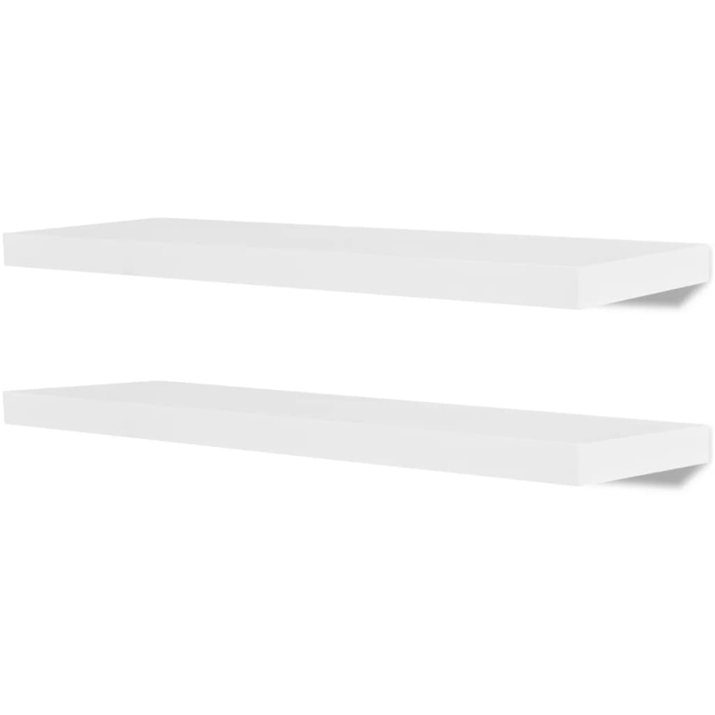 8718475938569_a_en_hd_1 2 White MDF Floating Wall Display Shelves Book/DVD Storage - Image 2