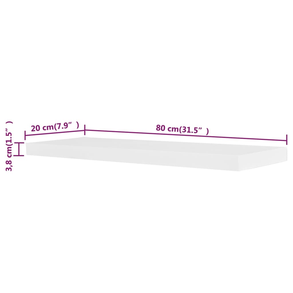 8718475938569_g_en_hd_3 2 White MDF Floating Wall Display Shelves Book/DVD Storage - Image 5