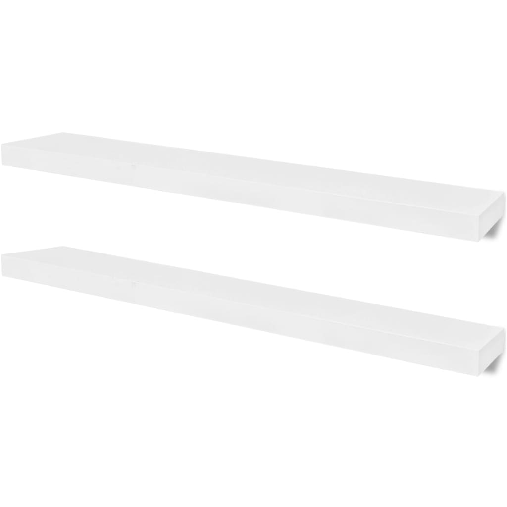 8718475938576_a_en_hd_1 2 White MDF Floating Wall Display Shelves Book/DVD Storage - Image 2