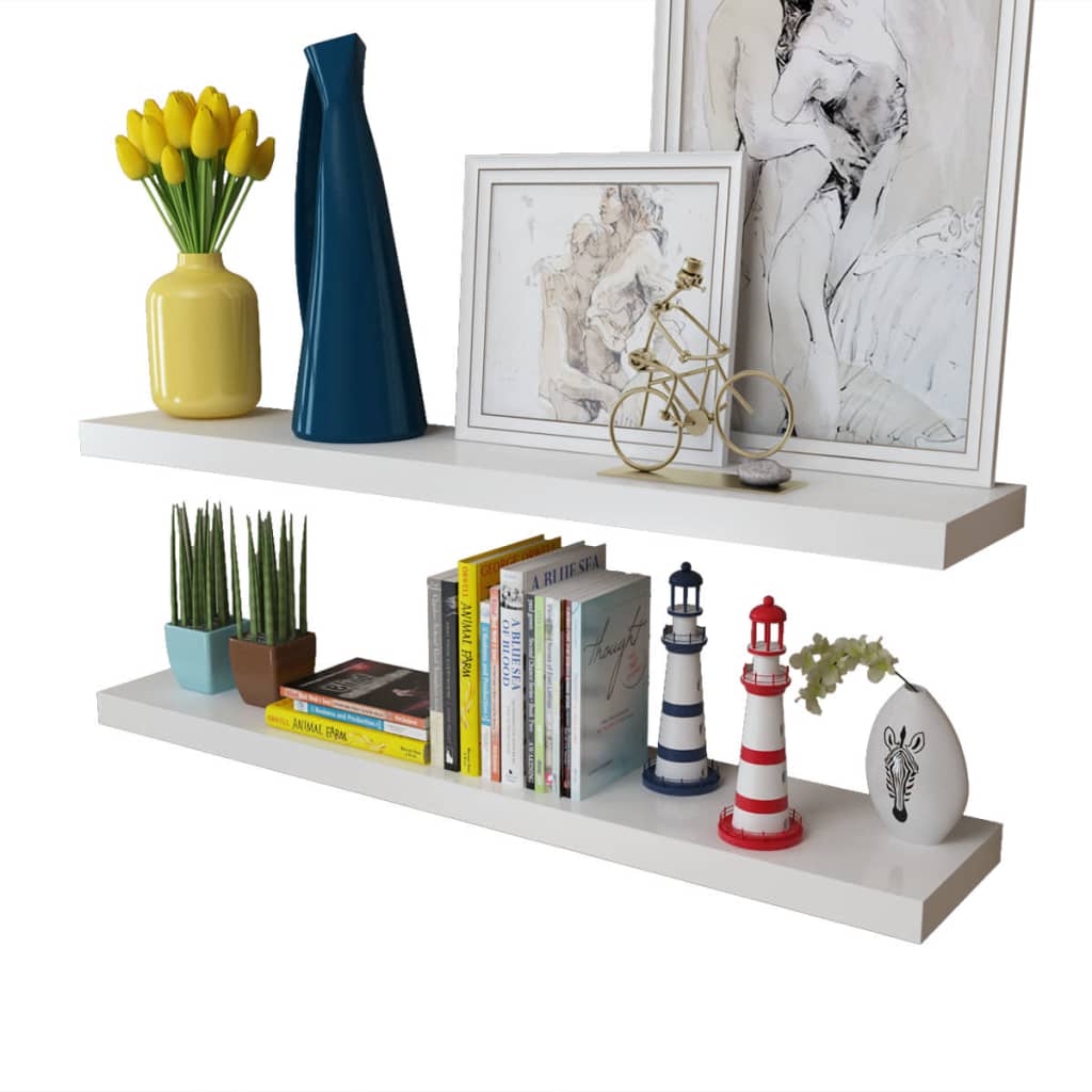 8718475938576_g_en_hd_2 2 White MDF Floating Wall Display Shelves Book/DVD Storage - Image 4