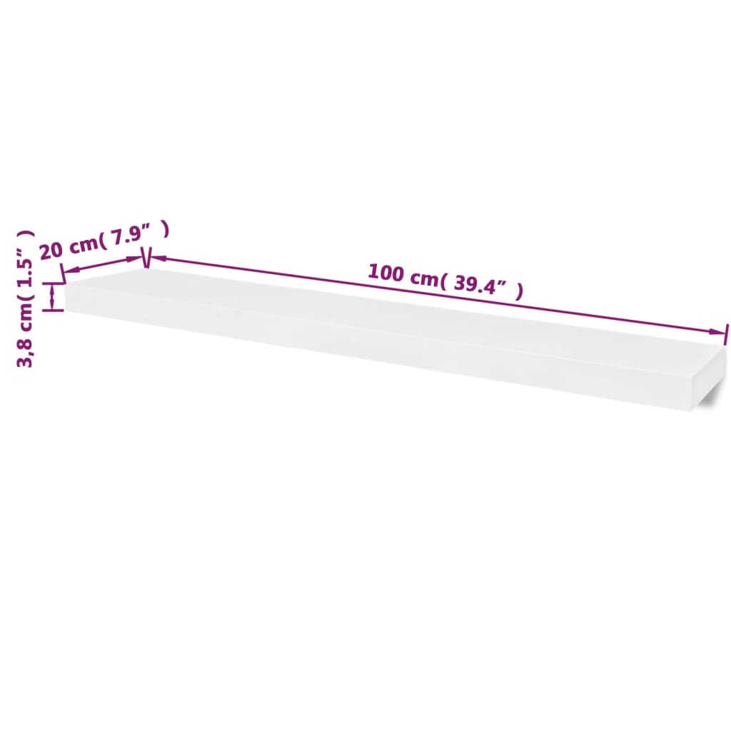 8718475938576_g_en_hd_3 2 White MDF Floating Wall Display Shelves Book/DVD Storage - Image 5