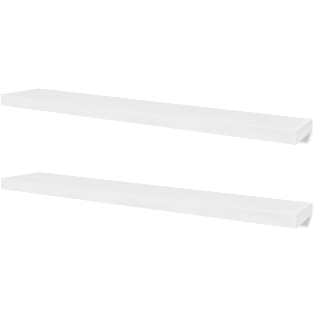 8718475938583_a_en_hd_1 2 White MDF Floating Wall Display Shelves Book/DVD Storage - Image 2
