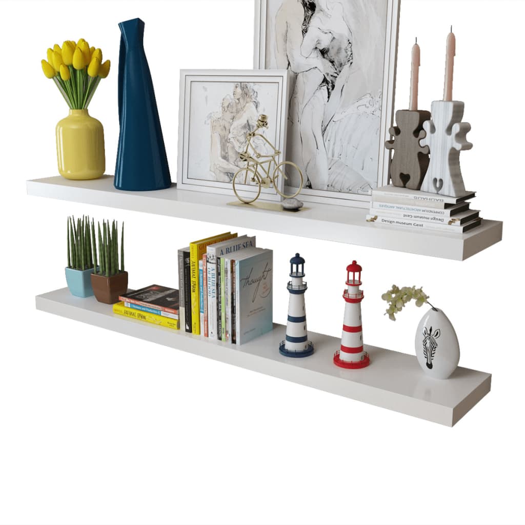 8718475938583_g_en_hd_2 2 White MDF Floating Wall Display Shelves Book/DVD Storage - Image 4