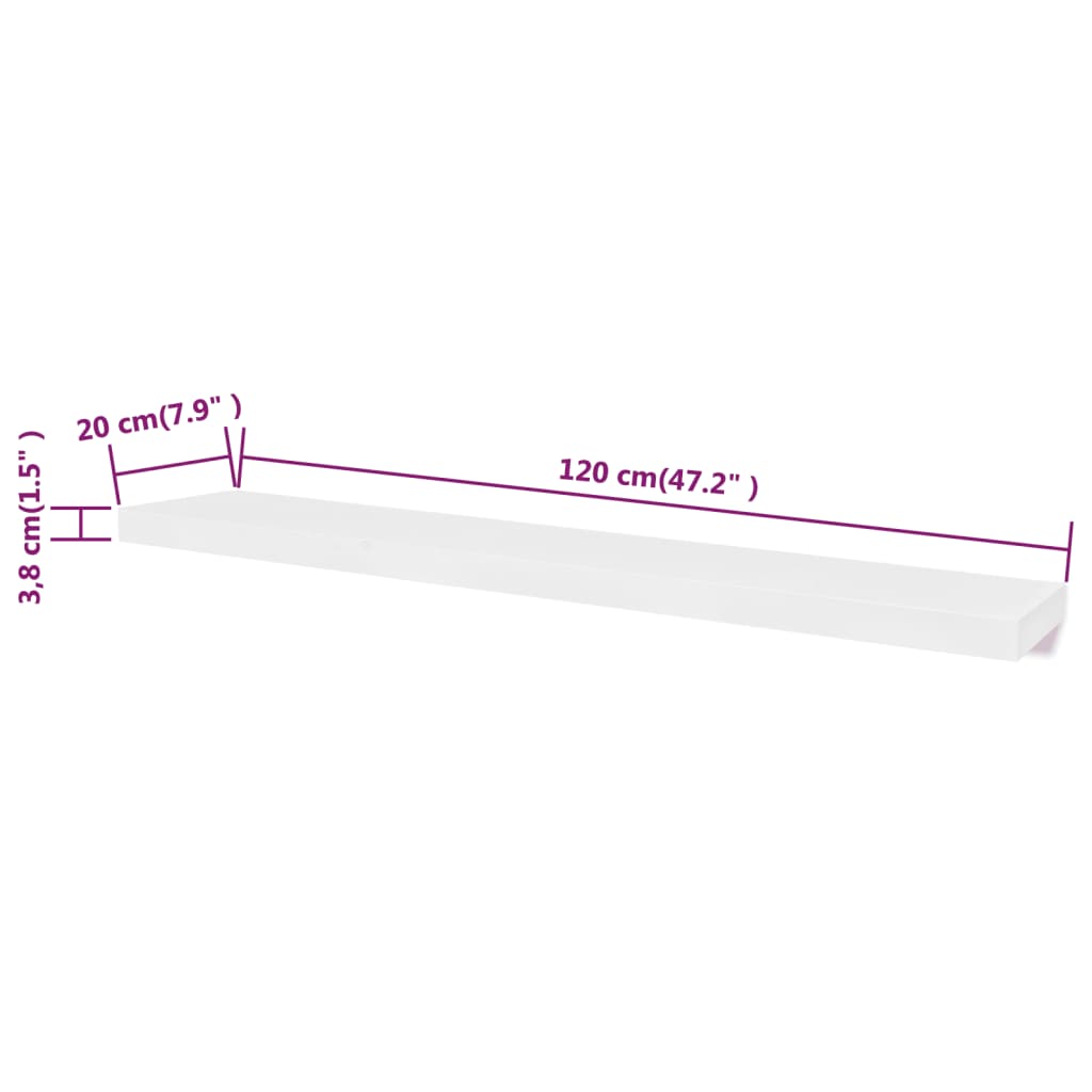 8718475938583_g_en_hd_3 2 White MDF Floating Wall Display Shelves Book/DVD Storage - Image 5