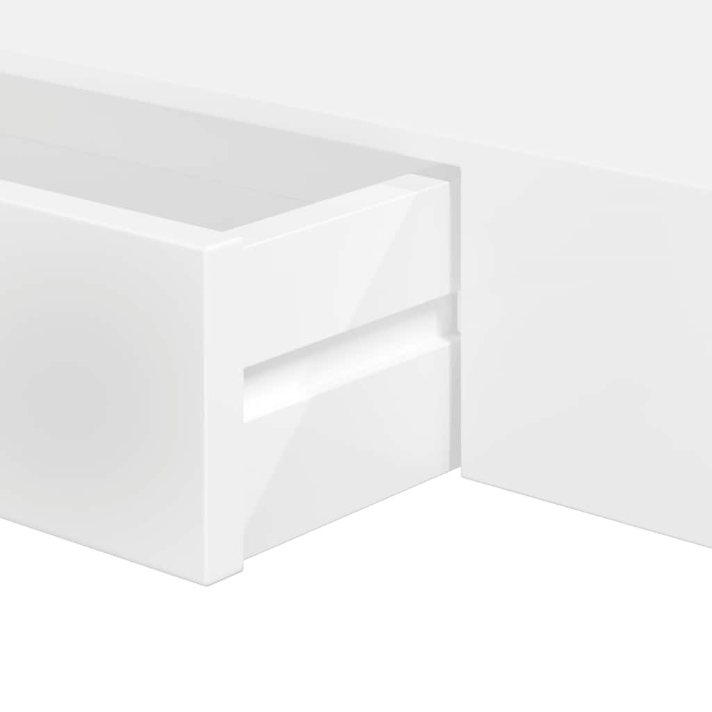 8718475938606_g_en_hd_6 White MDF Floating Wall Display Shelf 1 Drawer Book/DVD Storage - Image 8