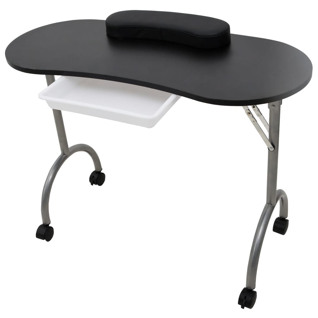 8718475939825_a_en_hd_1 vidaXL Folding Manicure Nail Table with Castors Black - Image 1