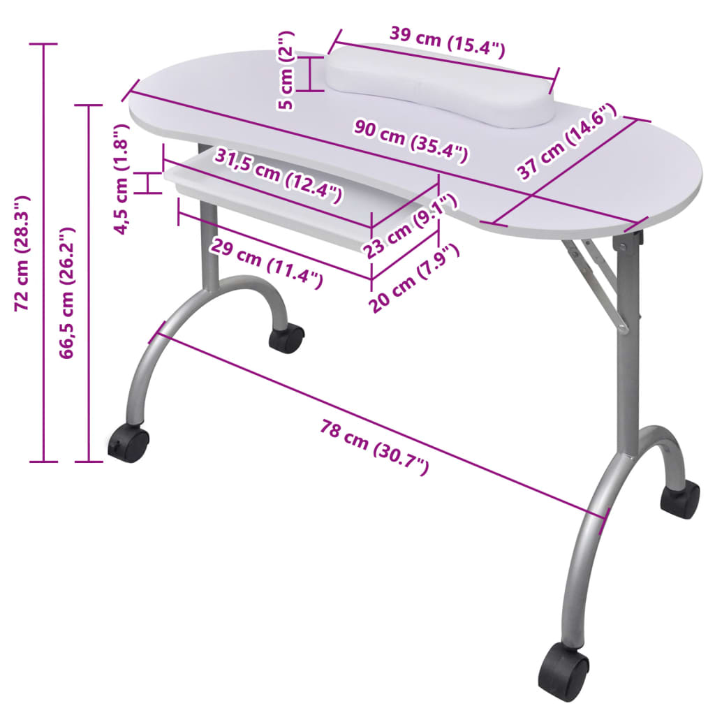 8718475939832_g_en_hd_5 Folding Manicure Nail Table with Castors White - Image 6