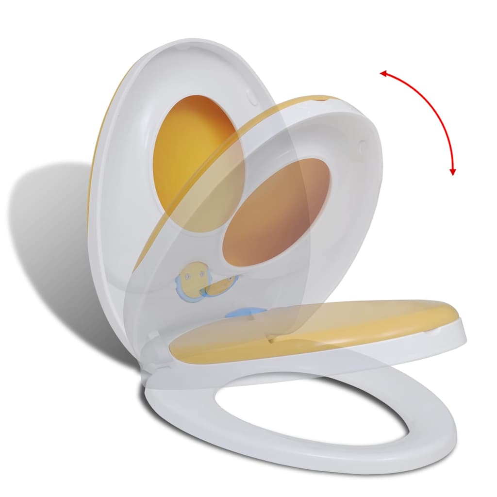 8718475940869_a_en_hd_1 White & Yellow Soft-close Toilet Seat Adults/Children - Image 1