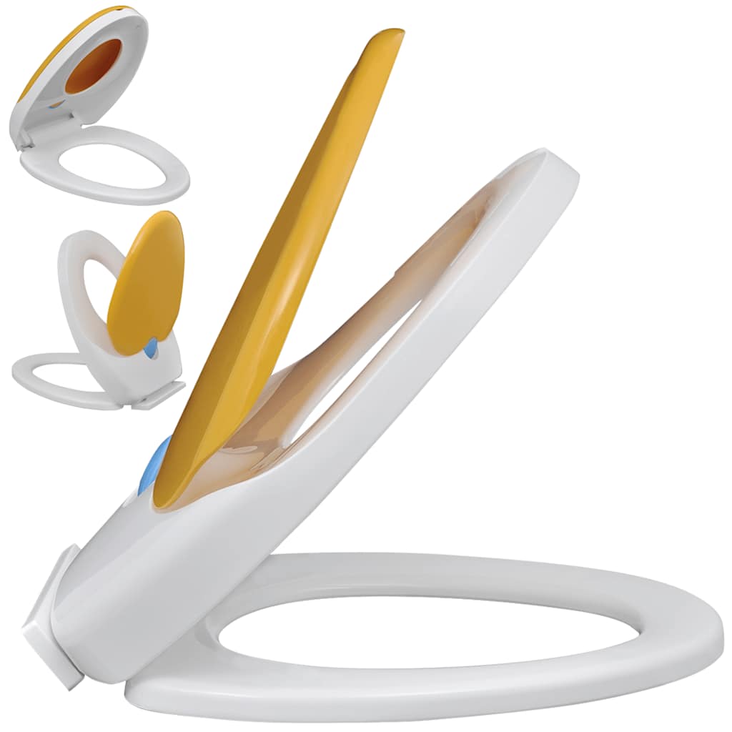 8718475940869_g_en_hd_2 White & Yellow Soft-close Toilet Seat Adults/Children - Image 3