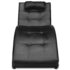 vidaXL Chaise Longue with Pillow Black Faux Leather - Image 2