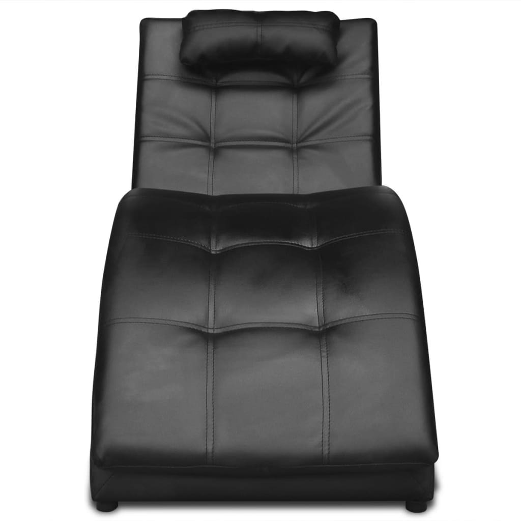 8718475941460_g_en_hd_1 vidaXL Chaise Longue with Pillow Black Faux Leather - Image 2
