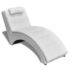 vidaXL Chaise Longue with Pillow White Faux Leather