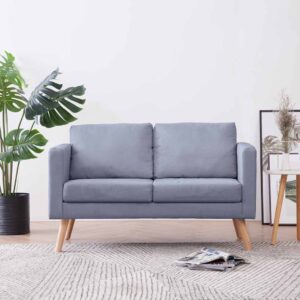 vidaXL Sofa 2-Seater Fabric Light Grey