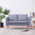 vidaXL Sofa 2-Seater Fabric Light Grey