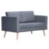 vidaXL Sofa 2-Seater Fabric Dark Grey - Image 2
