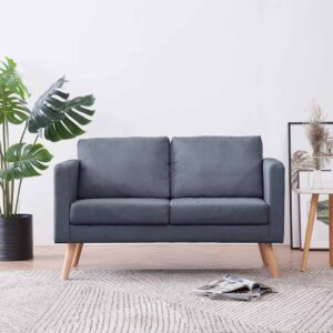 vidaXL Sofa 2-Seater Fabric Dark Grey