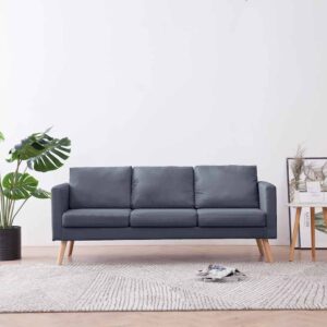 vidaXL Sofa 3-Seater Fabric Dark Grey