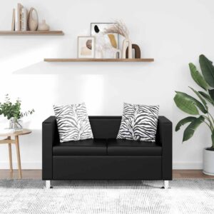 vidaXL Sofa 2-Seater Artificial Leather Black
