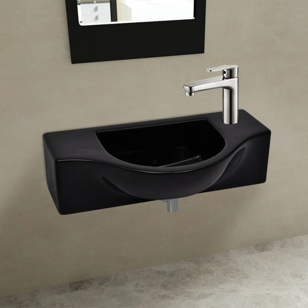 8718475942207_m_en_hd_1 vidaXL Ceramic Bathroom Sink Basin with Faucet Hole Black - Image 1