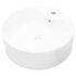 vidaXL Ceramic Bathroom Sink Basin Faucet/Overflow Hole White Round - Image 2