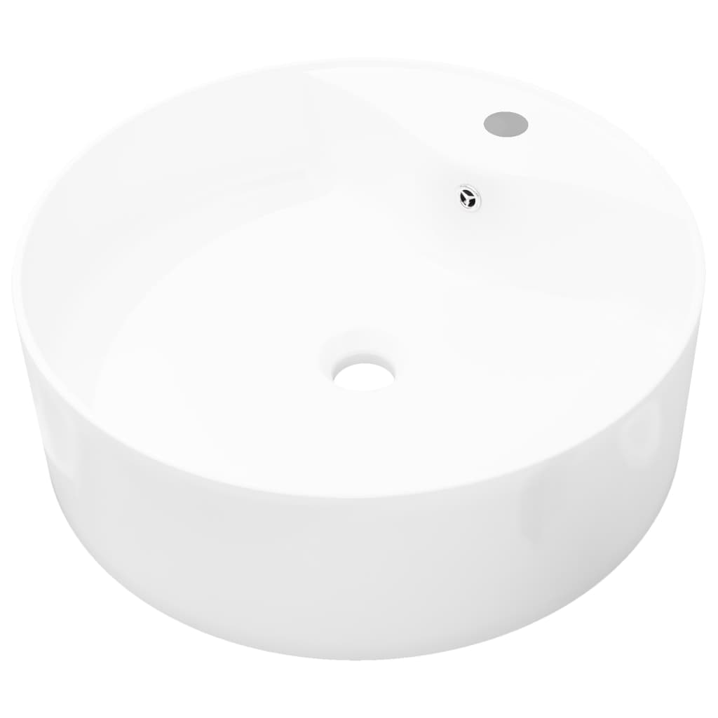 8718475942276_a_en_hd_1 vidaXL Ceramic Bathroom Sink Basin Faucet/Overflow Hole White Round - Image 2
