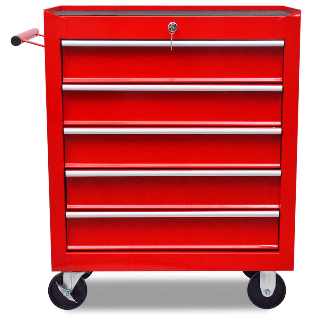 8718475945314_g_en_hd_3 vidaXL Workshop Tool Trolley 5 Drawers Red - Image 4