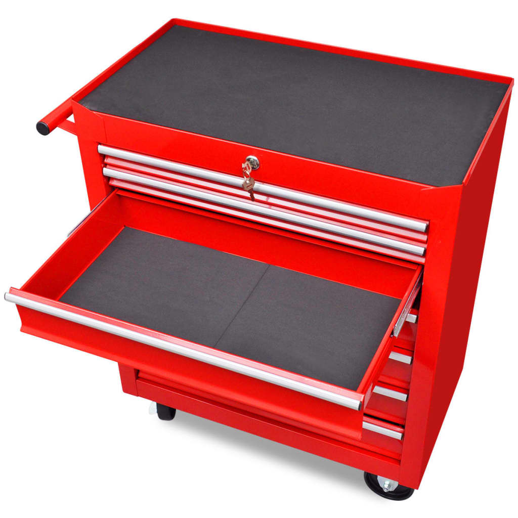 8718475945321_g_en_hd_1 vidaXL Workshop Tool Trolley 7 Drawers Red - Image 2