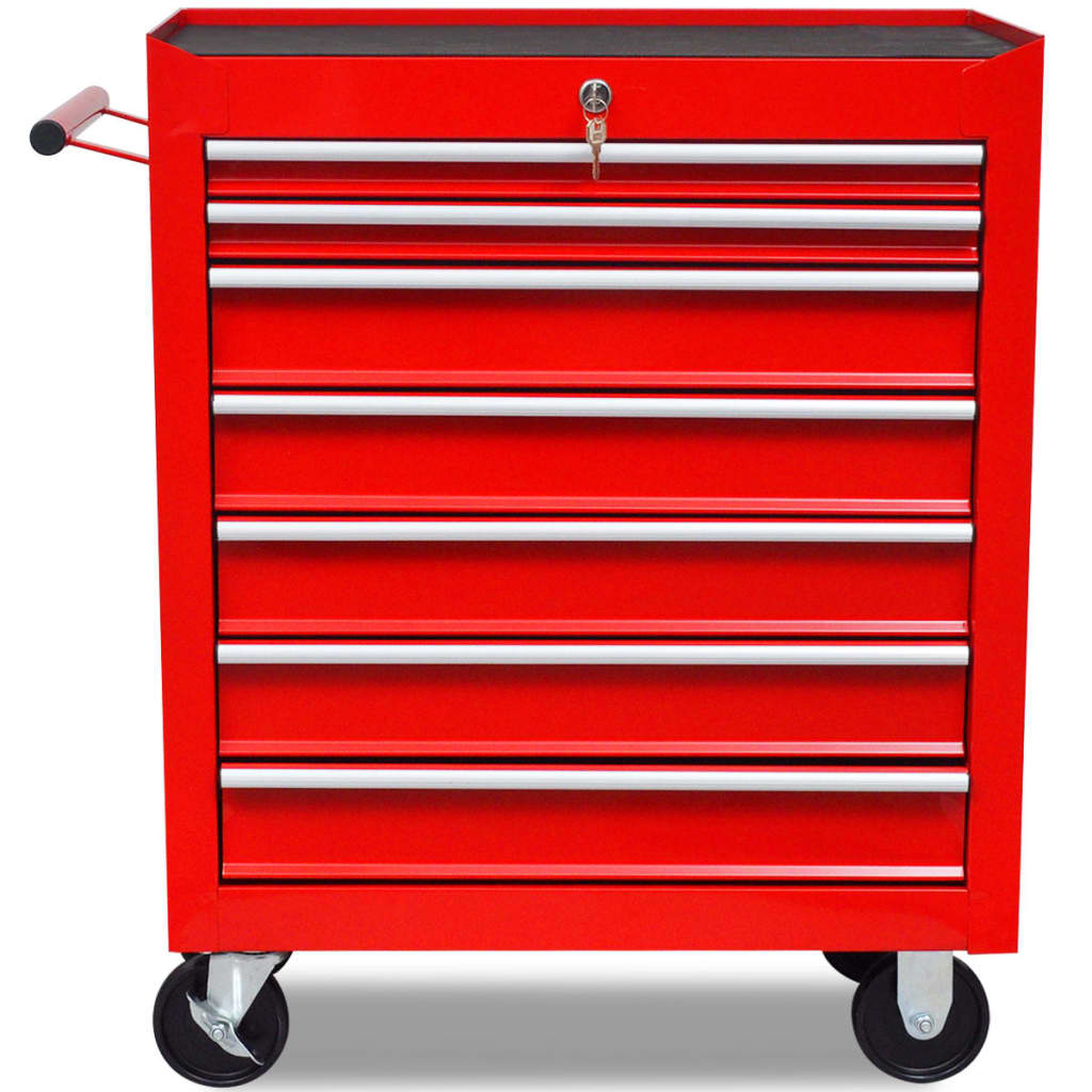 8718475945321_g_en_hd_2 vidaXL Workshop Tool Trolley 7 Drawers Red - Image 3