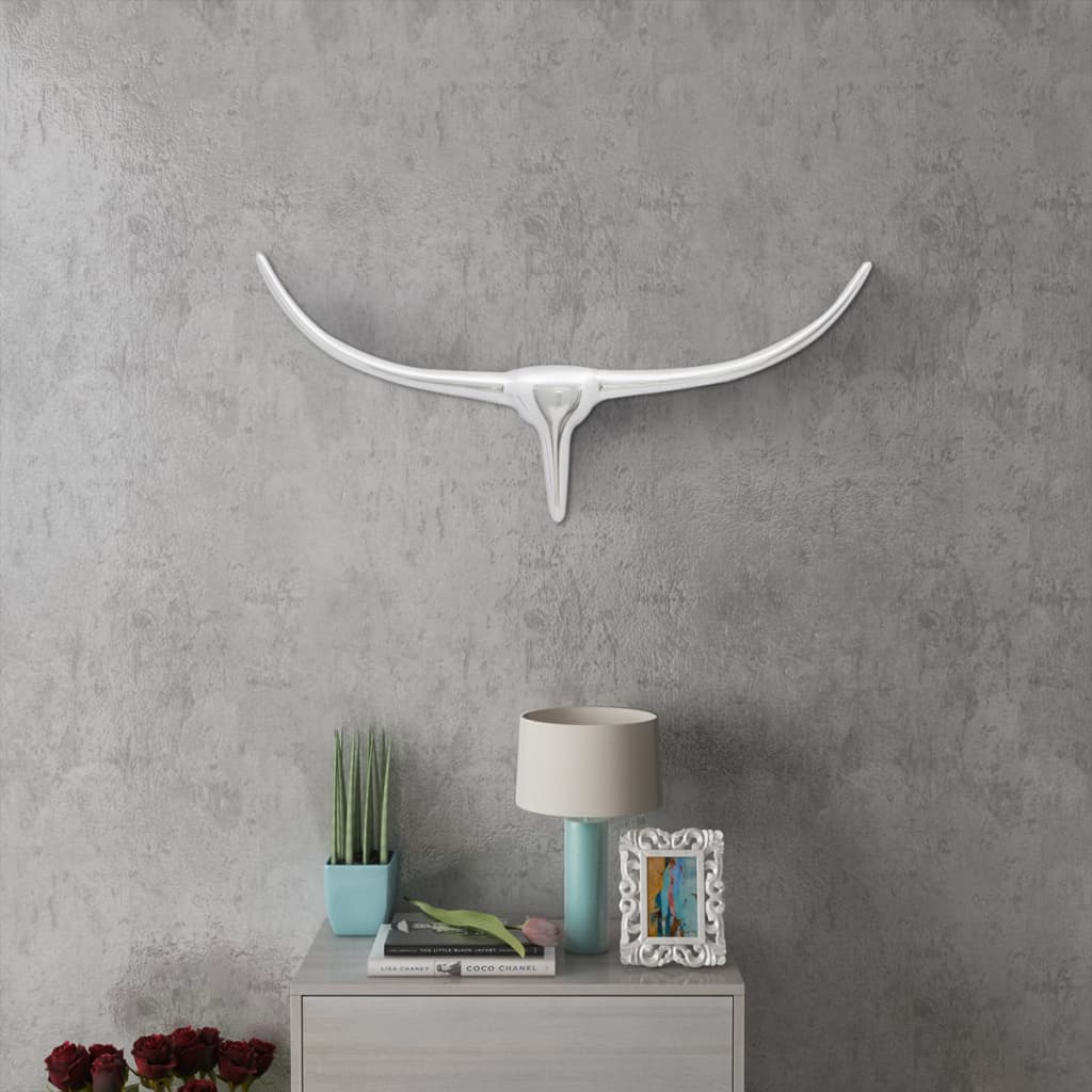 8718475951018_m_en_hd_1 Wall Mounted Aluminium Bull’s Head Decoration Silver 72 cm - Image 1