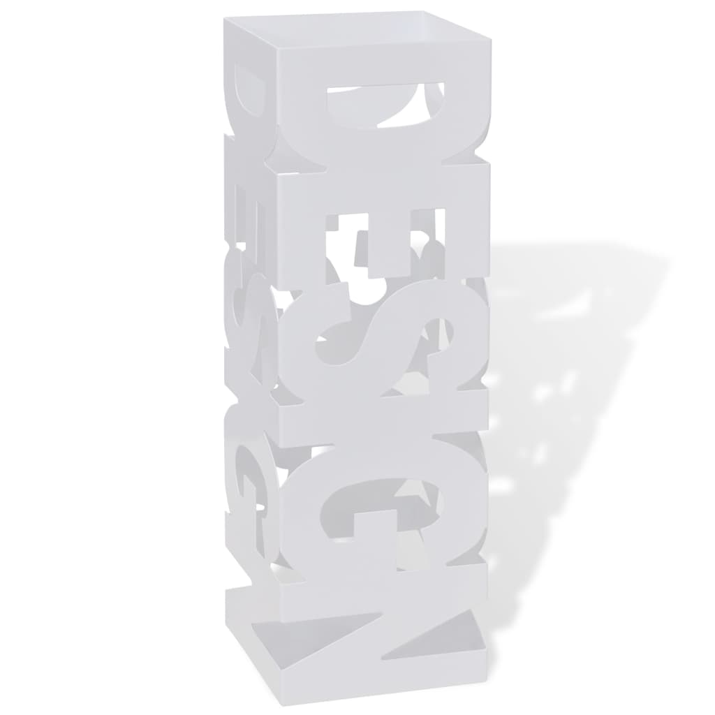 8718475954668_a_en_hd_1 White Square Umbrella Stand Storage Holder Walking Stick Steel 48.5 cm - Image 1