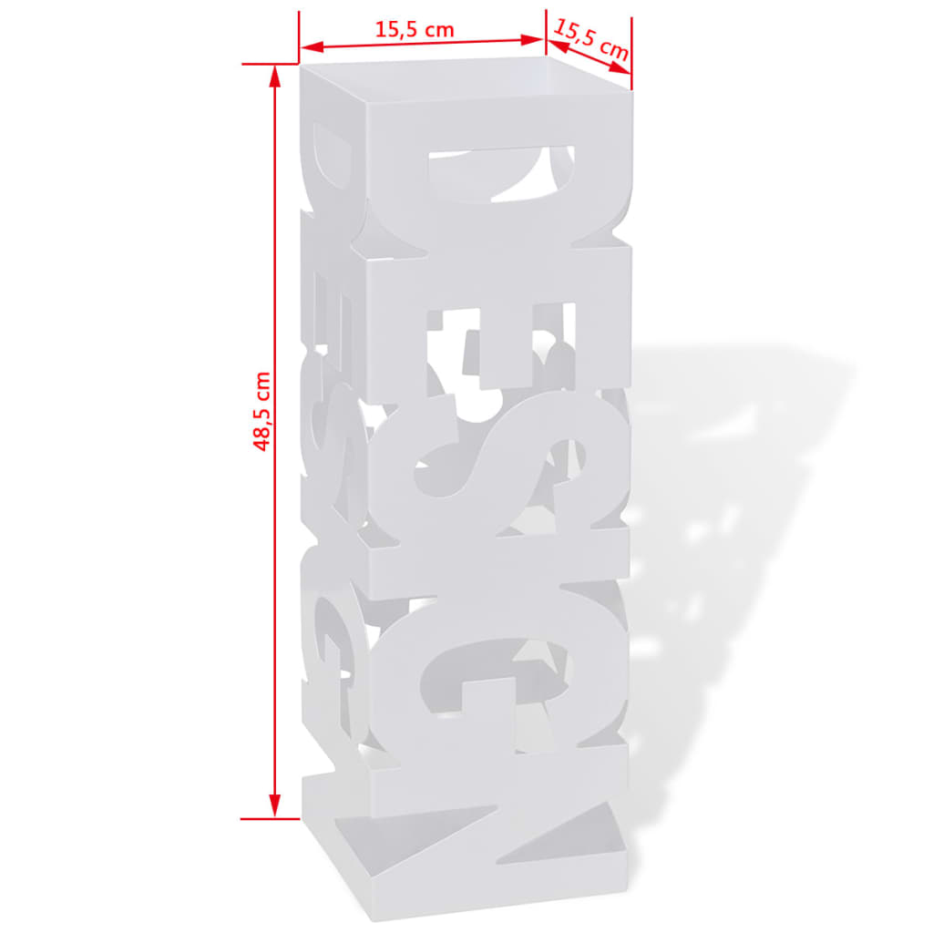 8718475954668_g_en_hd_4 White Square Umbrella Stand Storage Holder Walking Stick Steel 48.5 cm - Image 5