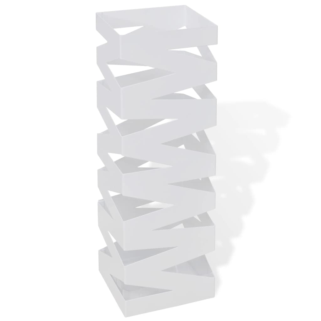 8718475954675_a_en_hd_1 White Square Umbrella Stand Storage Holder Walking Stick Steel 48.5 cm - Image 1