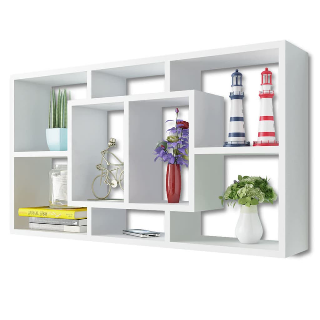 8718475954767_g_en_hd_1 Floating Wall Display Shelf 8 Compartments White - Image 3