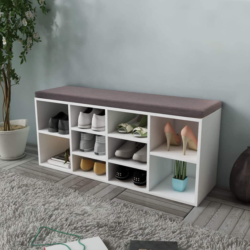 8718475954828_m_en_hd_1 Shoe Storage Bench 10 Compartments White - Image 1
