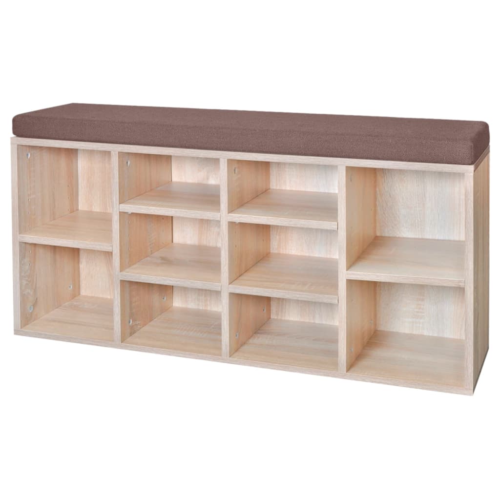 8718475954835_a_en_hd_1 Shoe Storage Bench 10 Compartments Oak Colour - Image 2