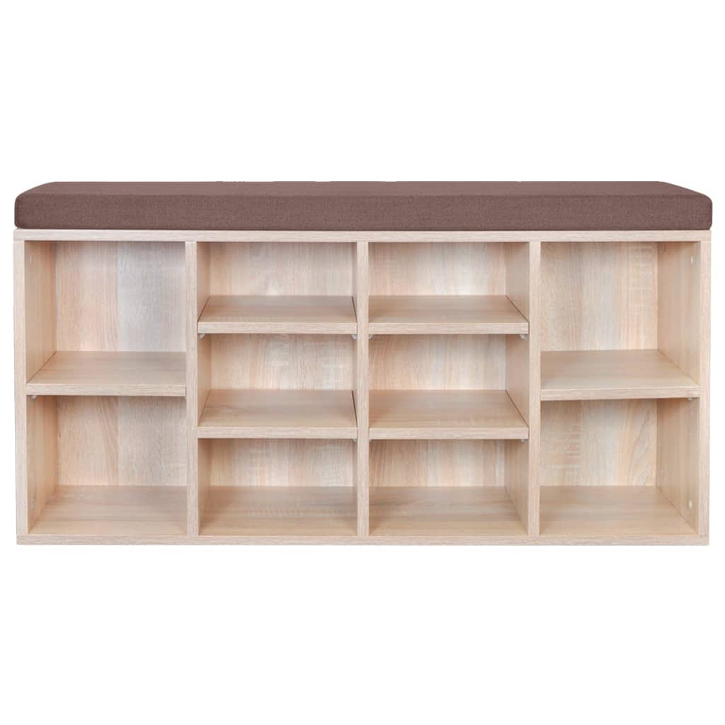 8718475954835_g_en_hd_1 Shoe Storage Bench 10 Compartments Oak Colour - Image 3