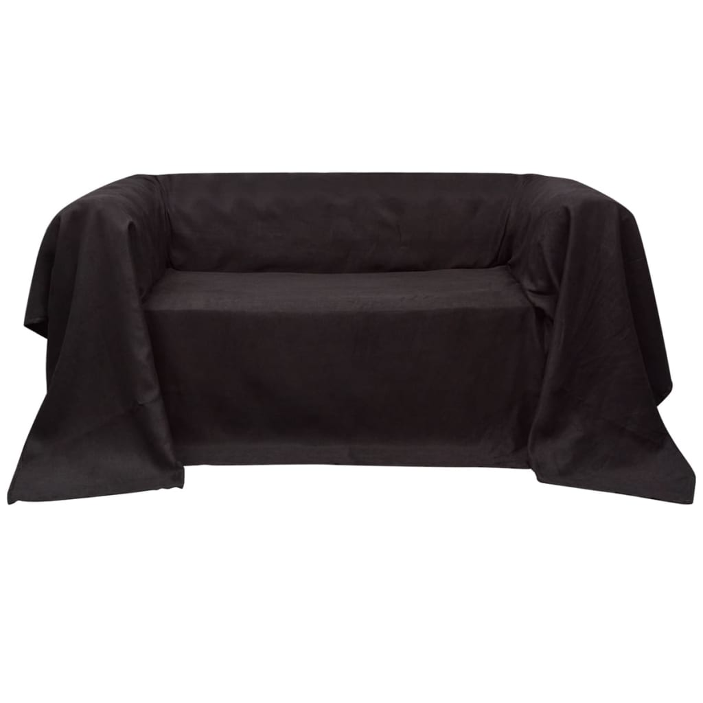 8718475955276_a_en_hd_1 vidaXL Micro-suede Couch Slipcover Brown 270 x 350 cm - Image 1