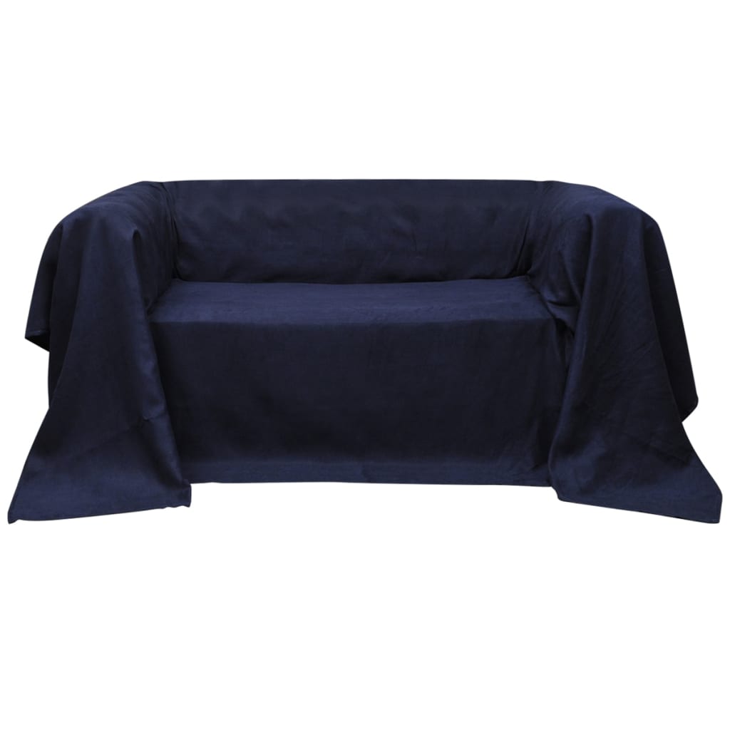 8718475955320_a_en_hd_1 vidaXL Micro-suede Couch Slipcover Navy Blue 210 x 280 cm - Image 1
