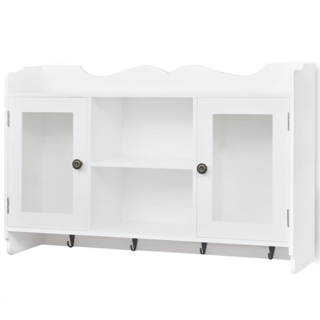 8718475956112_a_en_hd_1 vidaXL Wall Cabinet Display Shelf Book/DVD/Glass Storage White MDF - Image 2